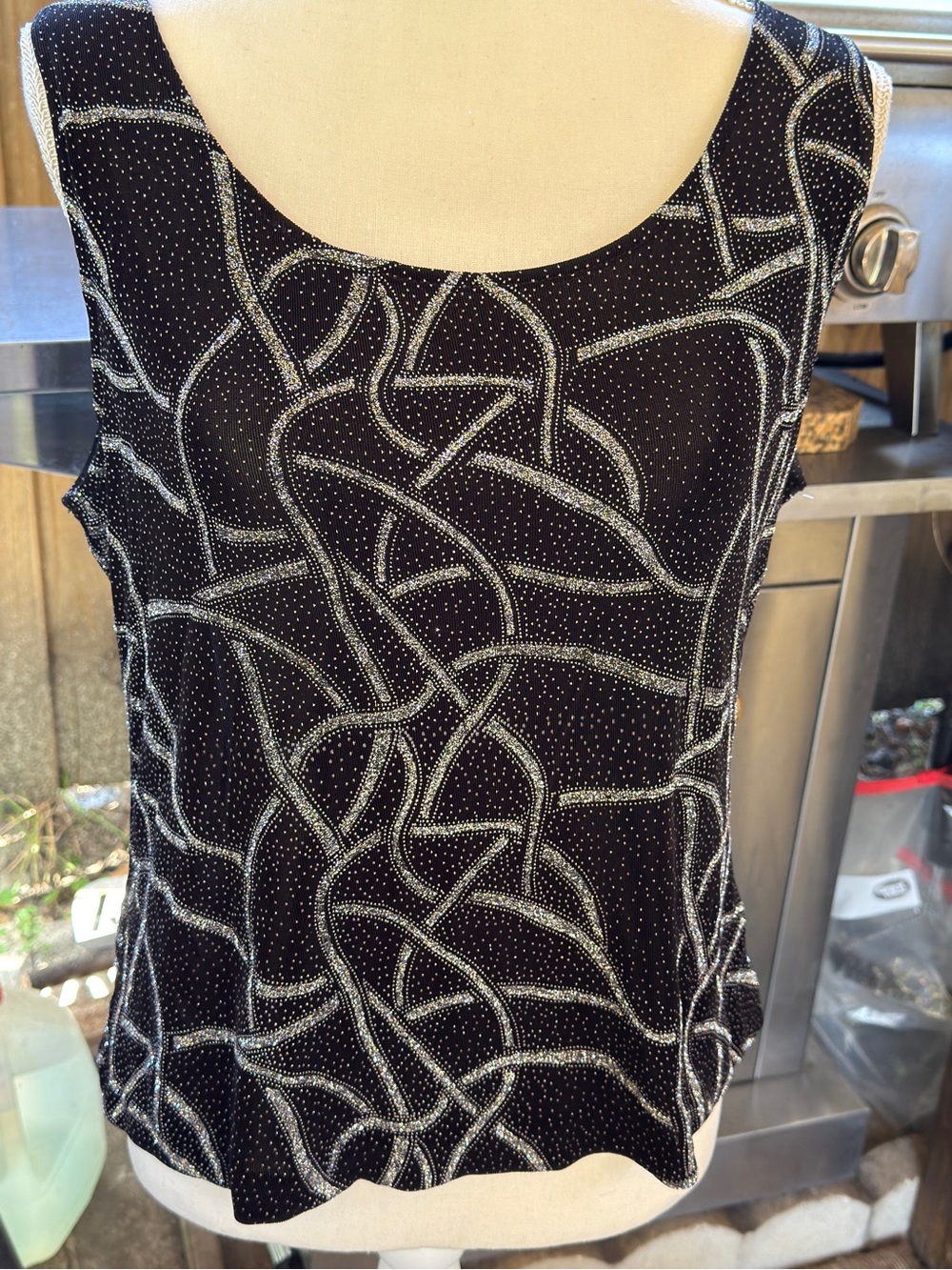 Xscape‎ Black and Silver Sleeveless Tank Top